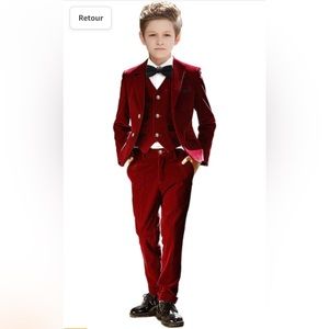 5 piece burgundy velvet suit / Tuxedo boys size 7